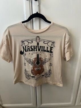 wonder nation Beige Graphic Tee with Music Print